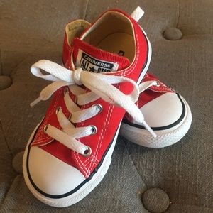Red Toddler Converse shoes, size 7.
